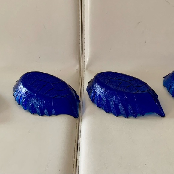 Vintage Cobalt Blue Glass Leaf Shape Serving Bowls Of 4 - Picture 10 of 14